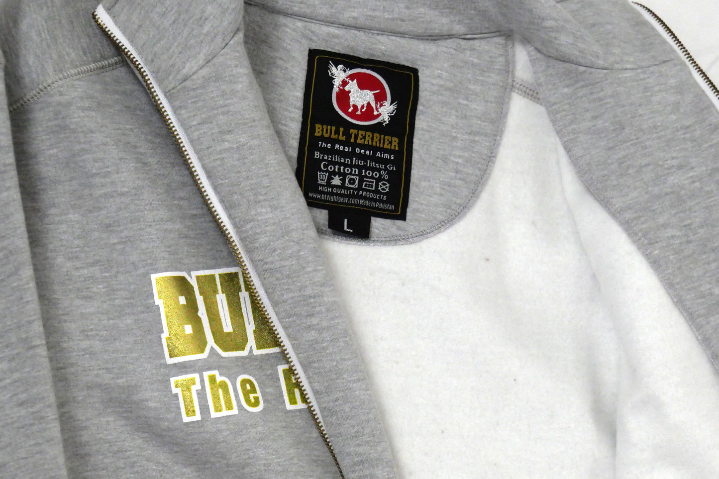HOODED ZIPPED JACKET PANEL GOLD BULLTERRIER
